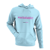 'Netball Addict' Kids Netball Hoodie-Clothing-Netball Gifts-Sky Blue-Age 3-4-Netball Gifts and Clothing