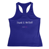 'Thank U, Netball' Fitness Vest-Clothing-Netball Gifts-XS-Royal Blue-Netball Gifts and Clothing