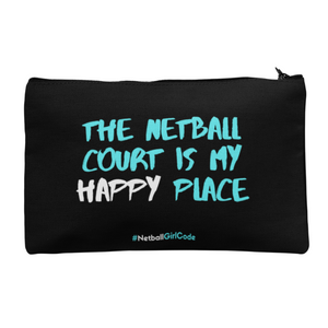 'The Netball Court is my Happy Place' Accessories Bag-Bags-Netball Gifts-Netball Gifts and Clothing