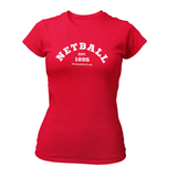 'Netball Varsity' Fitness Women's T-Shirt in Plus Sizes-Clothing-Netball Gifts-UK 20-Red-Netball Gifts and Clothing