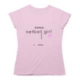 'xoxo Netball Girl' Women's T-Shirt-Clothing-Netball Gifts-S-Light Pink-Netball Gifts and Clothing