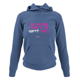 'The Netball Court is my Happy Place' College Hoodie in Plus Sizes-Clothing-Netball Gifts-UK 20-Airforce Blue-Netball Gifts and Clothing