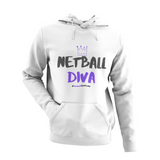 'Netball Diva' Kids Hoodie-Clothing-Netball Gifts-Arctic White-Age 3-4-Netball Gifts and Clothing