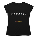'Netball Friends' Women's T-Shirt-Clothing-Netball Gifts-S-Black-Netball Gifts and Clothing