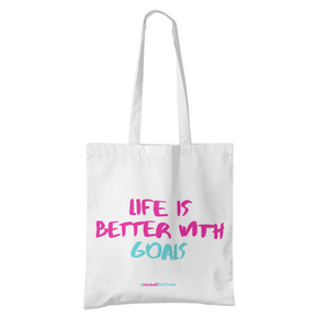 'Life is Better with Goals' Shoulder Tote Bag-Bags-Netball Gifts-Black-Netball Gifts and Clothing