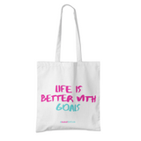 'Life is Better with Goals' Shoulder Tote Bag-Bags-Netball Gifts-White-Netball Gifts and Clothing