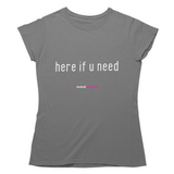 'Here if U Need' Women's T-Shirt-Clothing-Netball Gifts-S-Charcoal Grey-Netball Gifts and Clothing