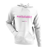 'Netball Addict' Kids Netball Hoodie-Clothing-Netball Gifts-Arctic White-Age 3-4-Netball Gifts and Clothing