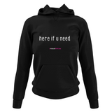 'Here if U Need' Netball College Hoodie-Clothing-Netball Gifts-XS-Black-Netball Gifts and Clothing