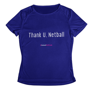 'Thank U, Netball' Kids Performance Netball T-Shirt-Clothing-Netball Gifts-Netball Gifts and Clothing