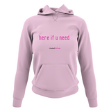 'Here if U Need' Netball College Hoodie-Clothing-Netball Gifts-XS-Light Pink-Netball Gifts and Clothing