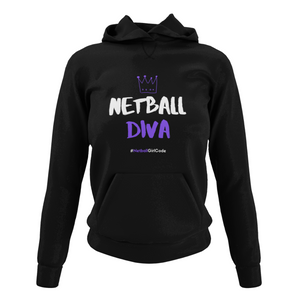 'Netball Diva' Netball College Hoodie-Clothing-Netball Gifts-Netball Gifts and Clothing