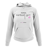 'xoxo Netball Girl' College Hoodie in Plus Sizes-Clothing-Netball Gifts-UK 20-Arctic White-Netball Gifts and Clothing