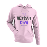 'Netball Diva' Kids Hoodie-Clothing-Netball Gifts-Light Pink-Age 3-4-Netball Gifts and Clothing