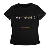 'Netball Friends' Kids Performance Netball T-Shirt-Clothing-Netball Gifts-3-4-Black-Netball Gifts and Clothing