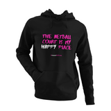 'Netball Court is my Happy Place' Kids Hoodie-Clothing-Netball Gifts-Black-Age 3-4-Netball Gifts and Clothing
