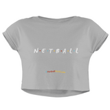 'Netball Friends' Women's Crop T-Shirt-Clothing-Netball Gifts-S-Heather Grey-Netball Gifts and Clothing