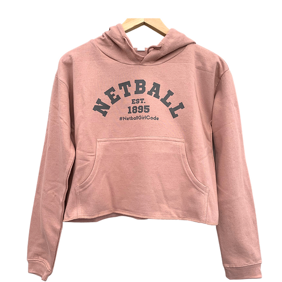 'Netball Varsity' Cropped College Hoodie-Clothing-Netball Gifts-XXS-Dusty Pink-Netball Gifts and Clothing
