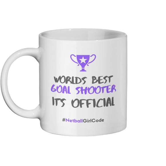 'World's Best Goal Shooter' 11oz Ceramic Netball Mug-Mugs & Drinkware-Netball Gifts-Netball Gifts and Clothing