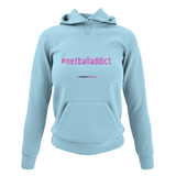 'Netball Addict' Netball College Hoodie-Clothing-Netball Gifts-XS-Sky Blue-Netball Gifts and Clothing