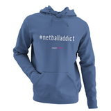 'Netball Addict' Kids Netball Hoodie-Clothing-Netball Gifts-Airforce Blue-Age 3-4-Netball Gifts and Clothing