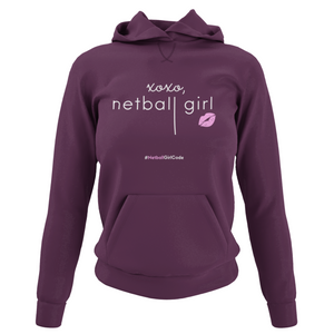 'xoxo Netball Girl' College Hoodie-Clothing-Netball Gifts-Netball Gifts and Clothing