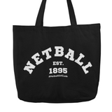 'Varsity Netball' Shopping Tote Bag-Bags-Netball Gifts-White and Black-Netball Gifts and Clothing