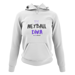 'Netball Diva' College Hoodie in Plus Sizes-Clothing-Netball Gifts-Netball Gifts and Clothing