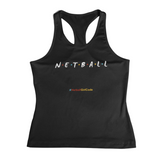 'Netball Friends' Kids Performance Netball Vest-Clothing-Netball Gifts-3-4-Black-Netball Gifts and Clothing