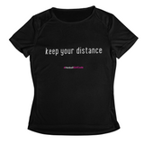 'Keep Your Distance' Kids Performance Netball T-Shirt-Clothing-Netball Gifts-3-4-Black-Netball Gifts and Clothing