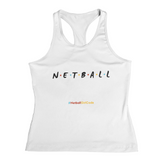 'Netball Friends' Kids Performance Netball Vest-Clothing-Netball Gifts-3-4-White-Netball Gifts and Clothing
