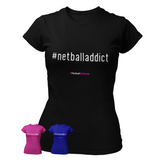 'Netball Addict' Fitness Women's T-Shirt in Plus Sizes-Clothing-Netball Gifts-Netball Gifts and Clothing