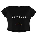 'Netball Friends' Women's Crop T-Shirt-Clothing-Netball Gifts-XS-Black-Netball Gifts and Clothing