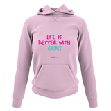 'Life is Better with Goals' Netball College Hoodie-Netball Gifts-XS-Light Pink-Netball Gifts and Clothing