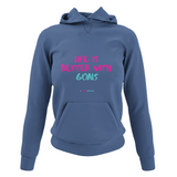 'Life is Better with Goals' College Hoodie in Plus Sizes-Clothing-Netball Gifts-UK 20-Airforce Blue-Netball Gifts and Clothing