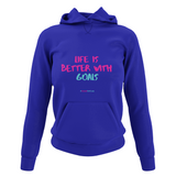 'Life is Better with Goals' Netball College Hoodie-Netball Gifts-XS-Royal Blue-Netball Gifts and Clothing