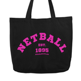 'Varsity Netball' Shopping Tote Bag-Bags-Netball Gifts-Pink and Black-Netball Gifts and Clothing