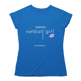'xoxo Netball Girl' Women's T-Shirt Dark-Clothing-Netball Gifts-S-Royal Blue-Netball Gifts and Clothing