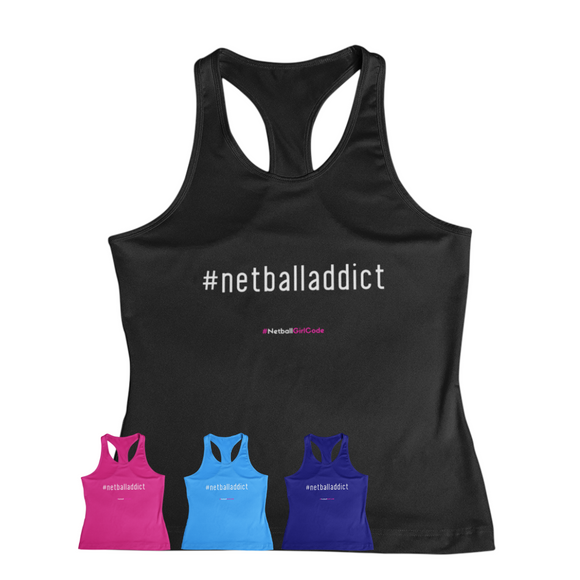 'Netball Addict' Fitness Vest-Clothing-Netball Gifts-Netball Gifts and Clothing