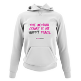 'The Netball Court is my Happy Place' College Hoodie in Plus Sizes-Clothing-Netball Gifts-UK 20-Arctic White-Netball Gifts and Clothing