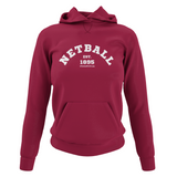 'Netball Varsity' College Hoodie-Clothing-Netball Gifts-XS-Red Hot Chilli-Netball Gifts and Clothing
