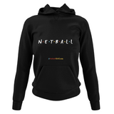 'Netball Friends' College Hoodie in Plus Sizes-Clothing-Netball Gifts-UK 20-Black-Netball Gifts and Clothing