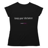 'Keep Your Distance' Women's T-Shirt-Clothing-Netball Gifts-S-Black-Netball Gifts and Clothing