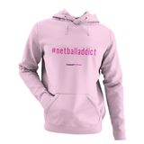 'Netball Addict' Kids Netball Hoodie-Clothing-Netball Gifts-Light Pink-Age 3-4-Netball Gifts and Clothing