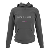 'Here if U Need' Netball College Hoodie-Clothing-Netball Gifts-XS-Charcoal Grey-Netball Gifts and Clothing