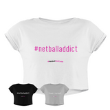 'Netball Addict' Women's Crop T-Shirt-Clothing-Netball Gifts-Netball Gifts and Clothing