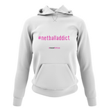 'Netball Addict' Netball College Hoodie-Clothing-Netball Gifts-XS-Artic White-Netball Gifts and Clothing