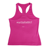 'Netball Addict' Kids Performance Netball Vest-Clothing-Netball Gifts-3-4-Hot Pink-Netball Gifts and Clothing