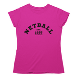 'Netball Varsity' Women's T-Shirt-Clothing-Netball Gifts-S-Fuchsia Pink-Netball Gifts and Clothing