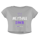 'Netball Diva' Women's Crop T-Shirt-Clothing-Netball Gifts-XS-Heather Grey-Netball Gifts and Clothing